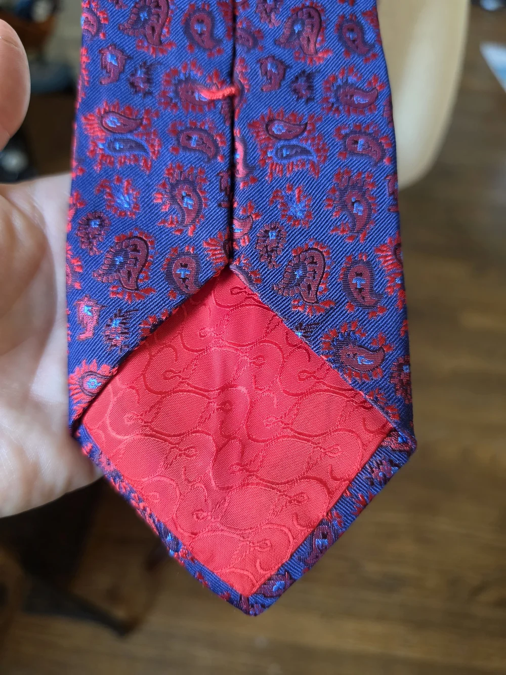 Vintage Christian Lacroix Silk Paisley Tie Navy And Red